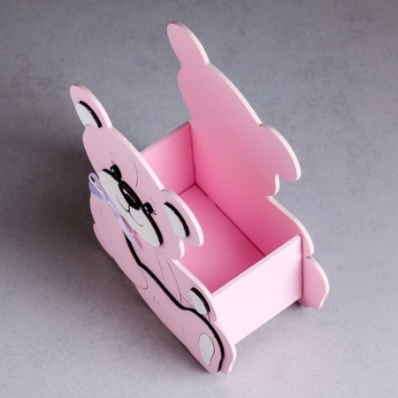 Kashpo wooden "Mishutka" Small, 13.5x7x16.5 cm, oak, pink-2