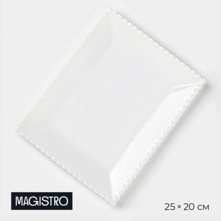Porcelain dining plate Magistro "Tandy", 25 × 20 cm, white color