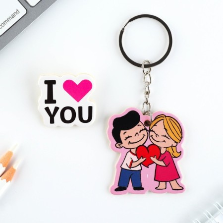 Gift set “Love is you”, icon + keychain, 6.8 x 10.5 cm.-1