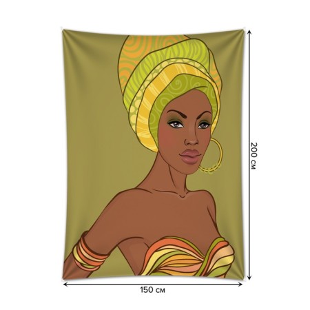Decorative panel with photo printing "African lady", vertical, size 150x200 cm-1