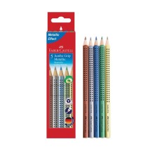 Color Faber-Castell Jumbo Grip Metallic 5 colors, trihedral, thickened, sharpened, in a cardboard box with a Euro suspension