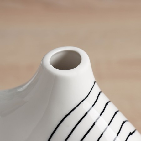VAZA Ceramics Table "Picasso" (manual painting) strips hole, 23x20 cm, black and white 10455-3