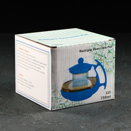 Glass teapot “brightness”, 750 ml, with metal sieve, matte, mix color-2