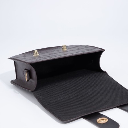 Women's bag on the valve, the color is dark brown-6