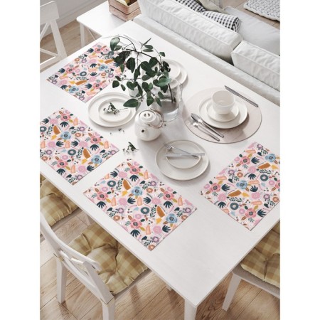 A set of napkins for setting the table "Tropical sketches", rectangular, size 32x46 cm, 4 pcs