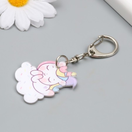 Acryl keychain "Sleeping Unicorn on the Cloud" 3.8x3.6 cm-1