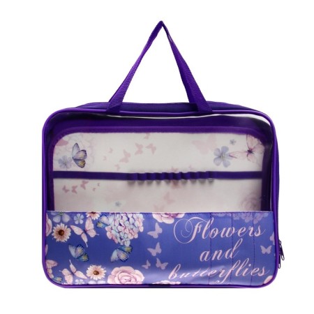 Labor folder A4, 335 x 260 x 60 mm, with handles, textile, PVC, PTR-111 "Flowers and butterflies"