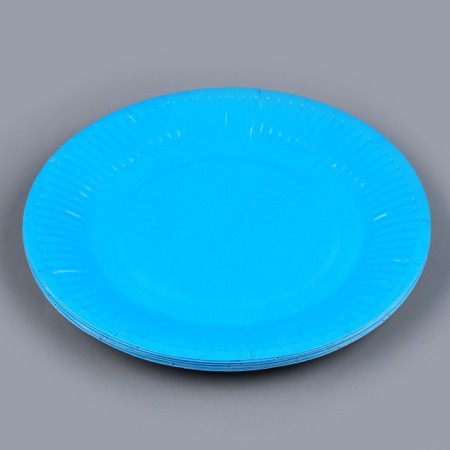 Disposable plate plate plain, blue 18 cm, set 10 pieces-2