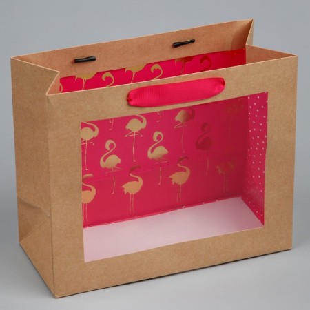 Gift Crafts with a plastic window, packaging, Flamingo, 24 x 20 x 11cm-3