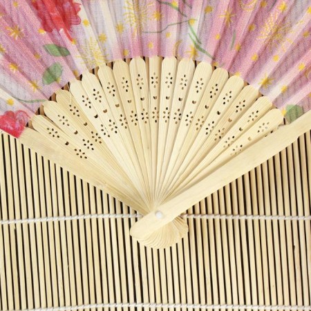 Fan h = 21 cm "flowers", color and pattern mix-2