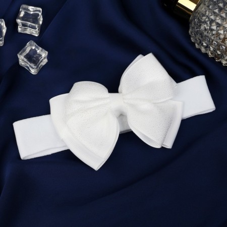 Hair bandage "Shine" double bow, 3x17 cm, white