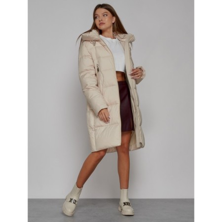 Coat insulated winter female, size 44, beige color-11