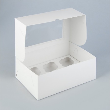 Box for 6 cupcakes with a window, white, 25 x 17 x 10 cm-1