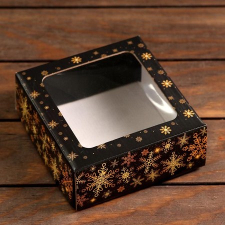 Gift box, cover is, "snowflakes", 14.5 x 14.5 x 6 cm-2