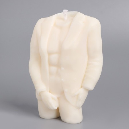Figure candle from natural wax "man in a jacket", 11 cm, 155 g, 3 hours, white-2