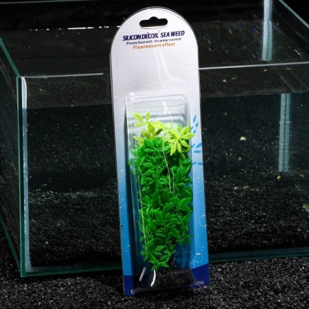 Silicone Aquarium plant, glowing in the dark, 6.5 x 19 cm, green-3