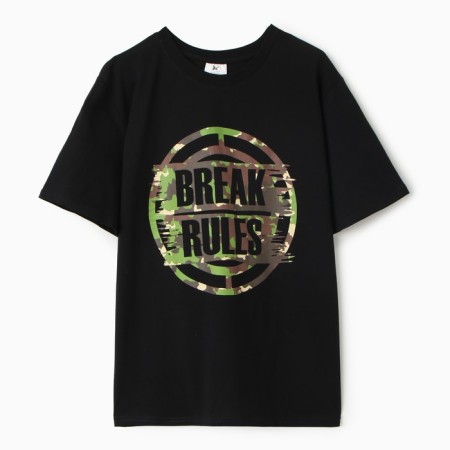 Male T -shirt Break Rules, Black color, size 48