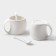Tea ceramic tea on a wooden stand “Estet”, 6 objects: 2 cups 200 ml, 2 stands 9.5 cm, 2 spoons, white color