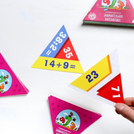 Board game "Entertaining Mathematics", 36 cards, 7+-3