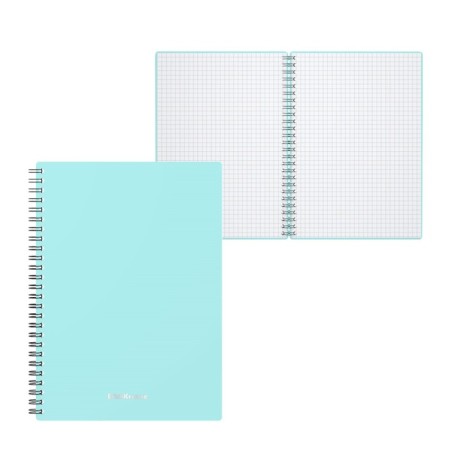 Notebook A5, 80 sheets in the cage on the crest Erichkrause "Pastel Mint", plastic cover, embossing "sand", block offset, white 100%, mint