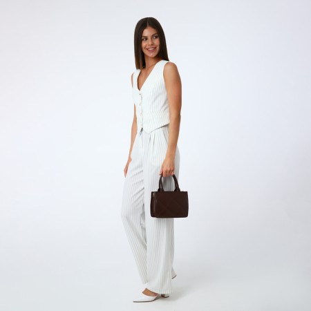 Bag Women's Tout with zipper, brown color-10