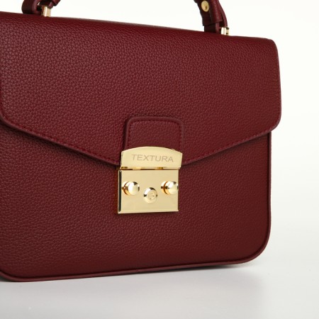 Women's bag on the valve, Textura, small size, burgundy color-6