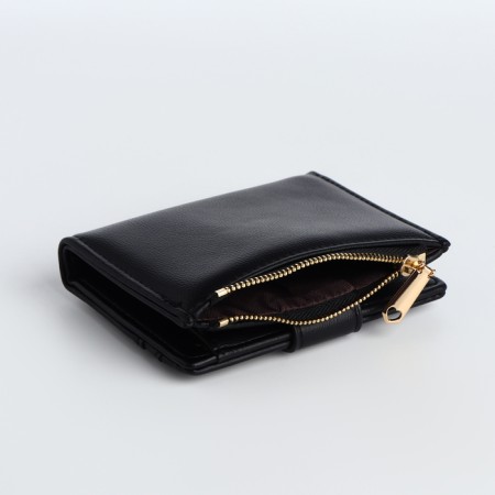Women's wallet on the button, black color-3
