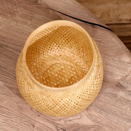 VAZ with a lid weaved, from bamboo 21*21*20.5 cm-5