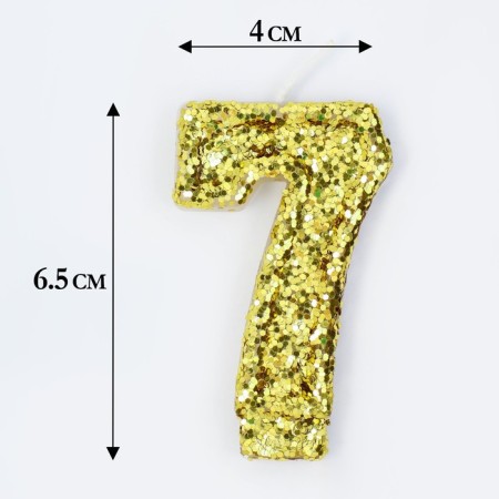 Candle in the cake "Square", number "7", gold, 6.5x4-1