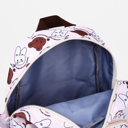 Baby backpack on lightning, 3 outer pockets, beige color-7