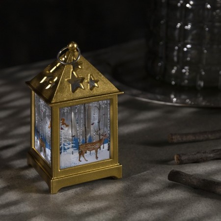 LED figure "Lantern with a deer" 6 × 13 × 6 cm, plastic, batteries AG13x3, glow warm white-1