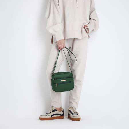 Bag Cross-Bodi with a zipper, green color-5