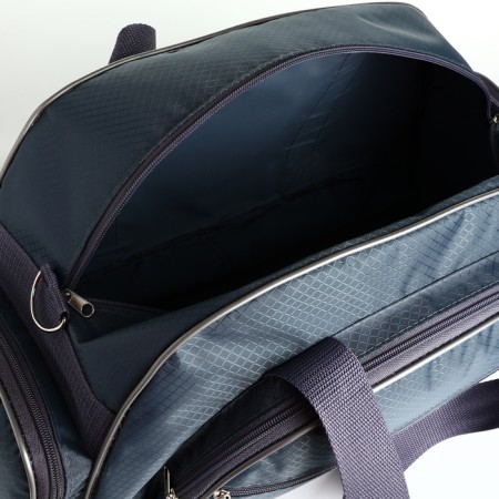 Sports bag with a lightning with an increase, 4 outer pockets, a long belt, the color is gray-3