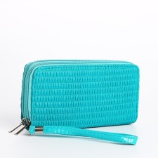 Women's wallet with a zipper, turquoise color
