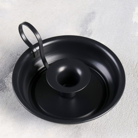 Metal candlestick "Plant", one candle, 14.2 x 6.5 cm, black-2