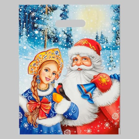 Santa Claus and Snow Maiden package, polyethylene with a cut pen, 31 x 40 cm, 60 μm