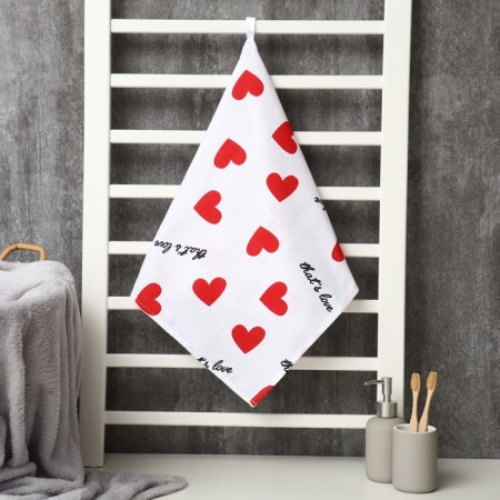 Facial towel "Hearts" 45x90 cm, 100% HL, waffle leaf