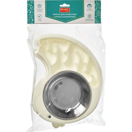 Animal bowl Bradex "Smart feeding", 29x21x5cm, stainless steel, plastic, white-5