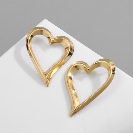 Earrings Metal "Heart" stencil, contour, color gold-1