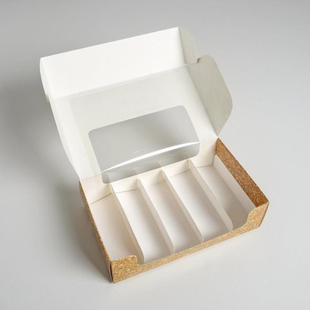 Box for eclairs with inserts - 5 pcs “Happy New Year”, 25.2 x 15 x 7 cm, New Year-5
