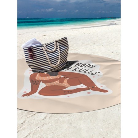 Pareo and beach rug "My rules", d = 150 cm-2