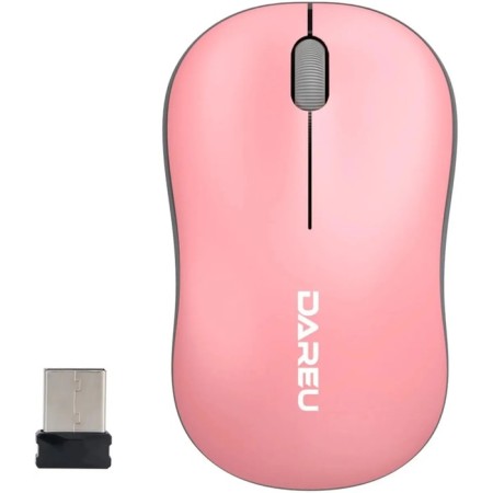 Mouse Dareu Wireless LM106G Pink-Grey (pink with gray), DPI 1200, receiver 2.4GHZ
