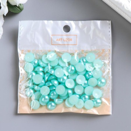 Set for creativity diameter 0.9 cm "Pearls half turquoise" weight - 19 grams-2