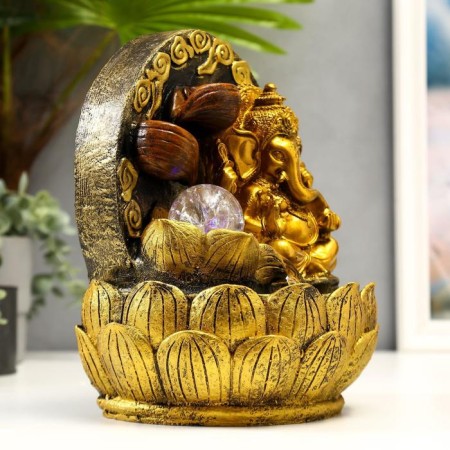 The desktop fountain from the network, the backlight "Golden Ganesh at the fountain with patterns" 26x20.5x15 cm-1