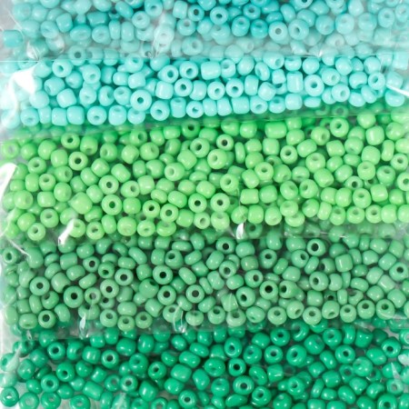 Round beads 8/0 "shades of freshness" 8 colors x 10 g 20x8 cm-1