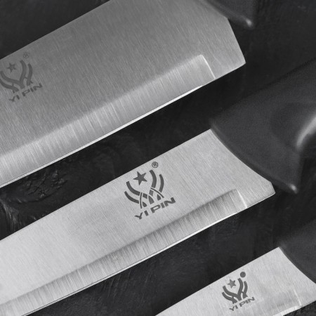 A set of kitchen knives "Eneolite", 3 subjects: blade 8.5 cm, 15 cm, 17 cm, black color-1