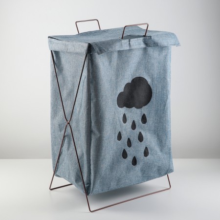 Belly basket folding with a cloud lid, 35 × 28.5 × 57.5 cm, blue color is blue