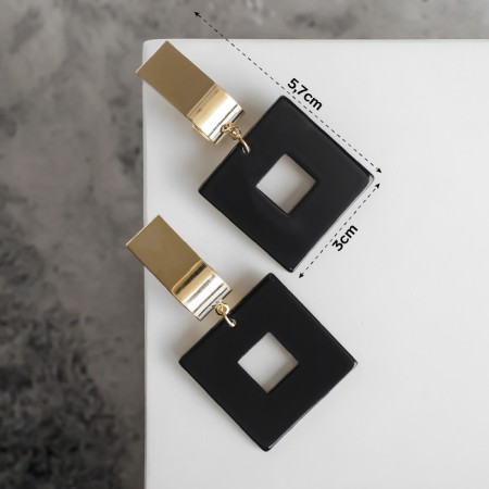 Earrings Assorted Azelia Square, black color in gold
