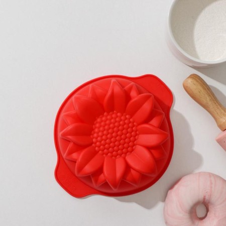 Baking uniform “Sunflower”, silicone, 15.3 × 13 cm, internal size 12 × 12 × 4.5 cm, red red color-2