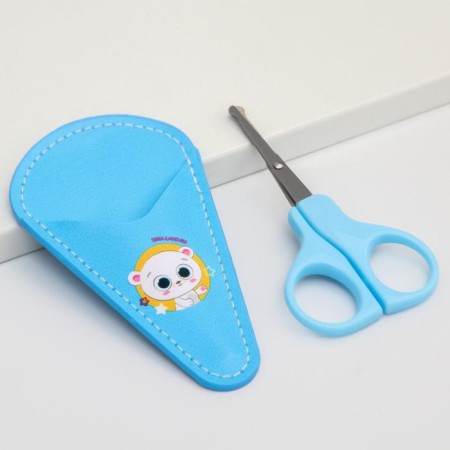 Children's, safe, manicure scissors "Bear", blue color-1